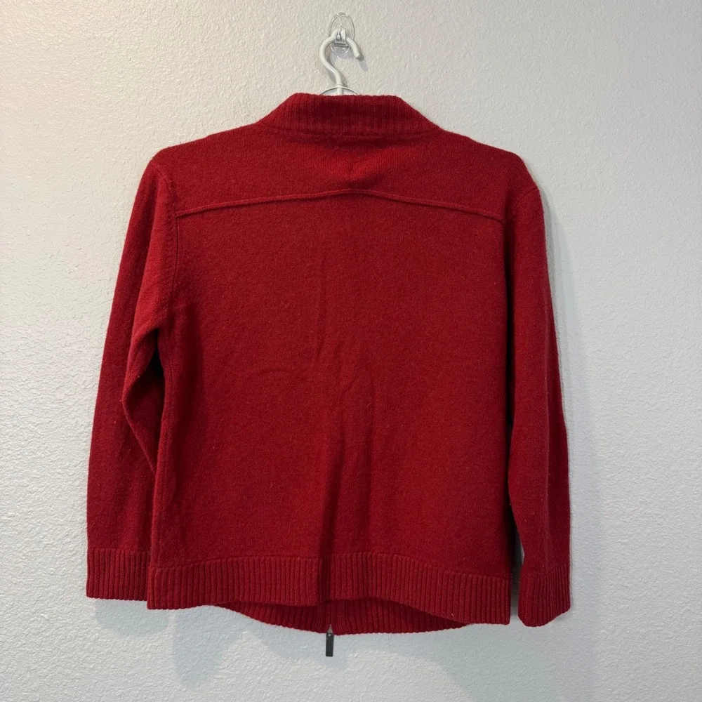 Fisherman Out of Ireland Men's Size L Red Lambswool Mock Neck Full Zip Sweater